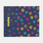 Groovy Hippie Peace and Flower Shower Custom Name Fleece Deken (Voorkant (Horizontaal))