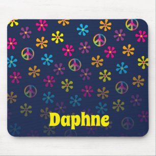 Groovy Hippie Peace and Flower Shower Fade Muismat