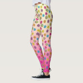 Groovy Hippie Peace and Flower Shower roze vervage Leggings (Links)