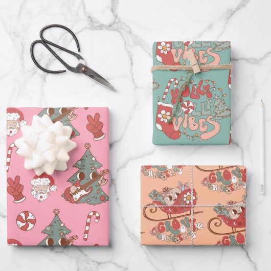 Groovy Hippie Rockin - kerstboomvibes Inpakpapier Vel (Voorkant)