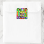 Groovy Hippie Trippy Frog Psychedelic Vierkante Sticker (Tas)