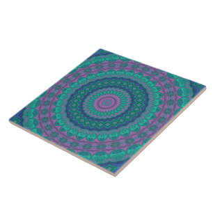 Groovy Hippie Trippy Kleurrijke Jewel Tone Mandala Tegeltje