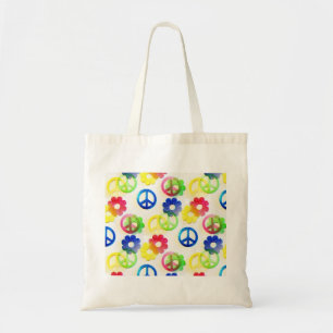 Groovy Hippie vredessignalen ventilator Tote Bag