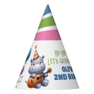 "Groovy Hippo Birthday Bash Bonanza!" Feesthoedjes