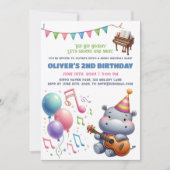 "Groovy Hippo Birthday Bash Bonanza!" Uitnodiging (Voorkant)