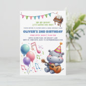 "Groovy Hippo Birthday Bash Bonanza!" Uitnodiging (Staand voorkant)
