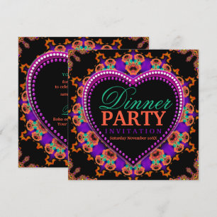 Groovy Hippy Love Boheemien Feestdiner Kaart