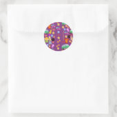 Groovy Hippy Vibes Paars Pattern Art Ronde Sticker (Tas)