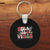 Groovy Holly Xmas Jolly Vibes Christmas Lights San Sleutelhanger (Voorkant)