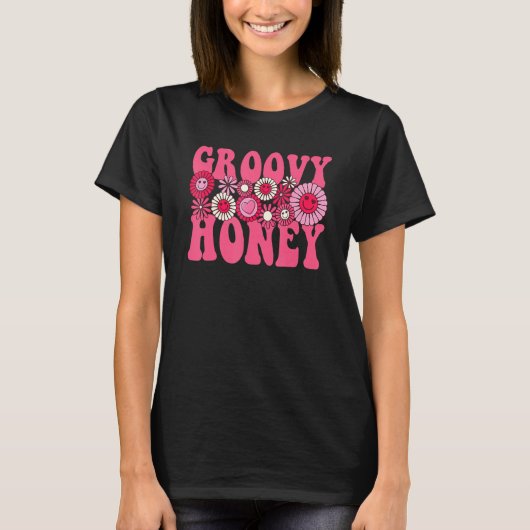 Groovy Honey Retro Happy Valentine's Day Flower He T-shirt (Voorkant)