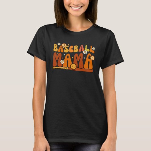 Groovy Honkbal Mama Softbal Pitcher Catcher Moth T-shirt (Voorkant)