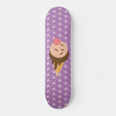 Groovy Ice Cream Pattern Paars Skateboard (Voorkant)