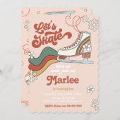 Groovy Ice Skating Birthday Invitation | IJs-Schaa Kaart (Voorkant / Achterkant)