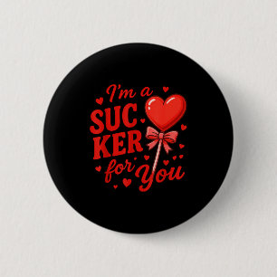 Groovy I'm A Sucker For You Retro Hart Candy Vale Ronde Button 5,7 Cm
