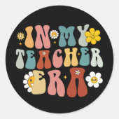 Groovy in mijn lerarentijdperk terug naar school l ronde sticker (Voorkant)