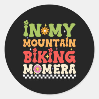 Groovy In My Mountain Biking Mom Era Retro Biking  Ronde Sticker