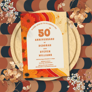 Groovy jaren 70 50e bruiloft Jubileum uitnodiging