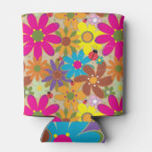 Groovy jaren 70 Hippie Bloemen Retro Bloemen Power Blikjeskoeler (Achterkant)