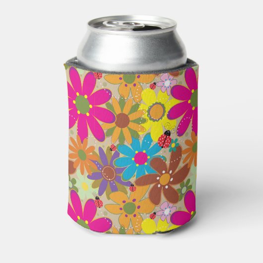 Groovy jaren 70 Hippie Bloemen Retro Bloemen Power Blikjeskoeler (Blikje Achterkant)