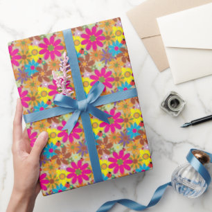 Groovy jaren 70 Hippie Bloemen Retro Bloemen Power Cadeaupapier