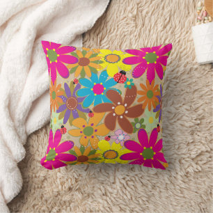 Groovy jaren 70 Hippie Bloemen Retro Bloemen Power Kussen