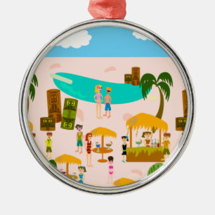 Groovy Jet Set Pool Party Metalen Ornament