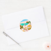 Groovy Jet Set Pool Party Ronde Sticker (Envelop)