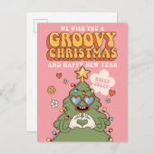 Groovy kerstboom - Holly Jolly Vibes Feestdagenkaart (Voorkant / Achterkant)