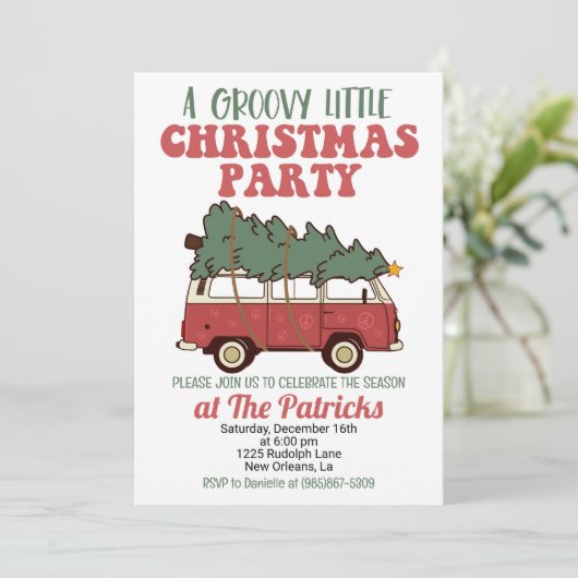 Groovy Kerstfeest Kaart (Staand voorkant)