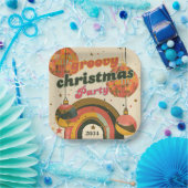 Groovy Kerstfeest Retro 70's Theme Papieren Bordje (Feest)