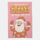 Groovy kerstkerkersen kerstkersen Santa Funny Retr Theedoek (Verticaal)