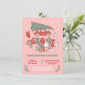 Groovy Kerstmis hippie-autoboom Kaart (Staand voorkant)