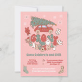 Groovy Kerstmis hippie-autoboom Kaart (Voorkant)