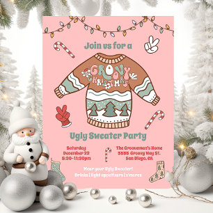 Groovy Kerstmis Hippie Ugly Sweater Party Kaart