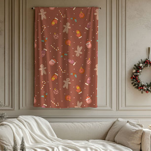 Groovy Kerstmis Worp Pastel Kerstfeest Viering Fleece Deken