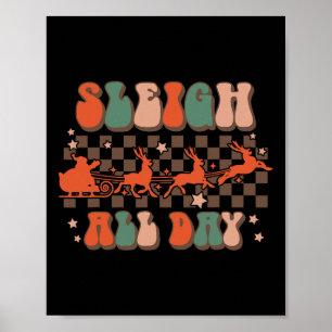 Groovy kerstslee de hele dag rendieren poster