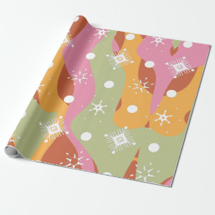 Groovy kerstsnowflakes cadeaupapier