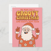 Groovy Kerstwensen Vrede Liefde & Vakantie Cheer Feestdagenkaart (Voorkant / Achterkant)