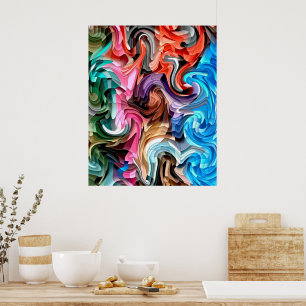 Groovy Kleurrijk Vloeiend Patchwork Abstract Mozaï Poster