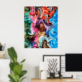 Groovy Kleurrijk Vloeiend Patchwork Abstract Mozaï Poster (Thuiskantoor)