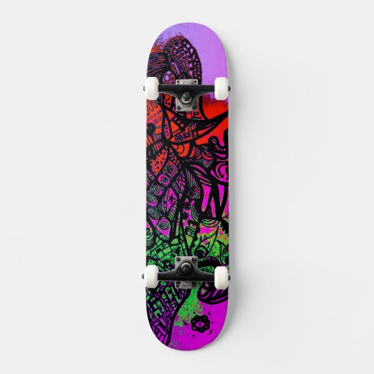 Groovy Kleurrijke Abstract Skateboard (Voorkant)