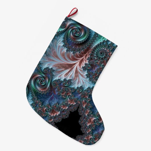 Groovy Kleurrijke Boho Hippie Mandelbrot Fractal A Grote Kerstsok (Voorkant (Hangend))