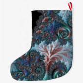 Groovy Kleurrijke Boho Hippie Mandelbrot Fractal A Grote Kerstsok (Achterkant)