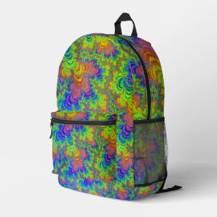 Groovy Kleurrijke Boho Hippie Trippy Regenboog Fra Bedrukte Rugzak