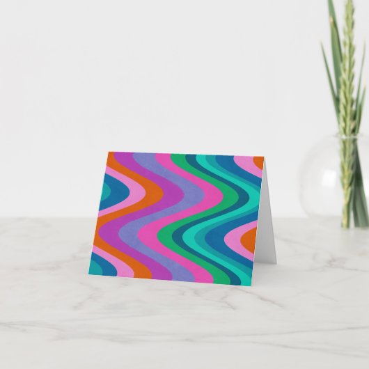 Groovy Kleurrijke Curvy Lines Unieke Retro Blank Bedankkaart (Voorkant)