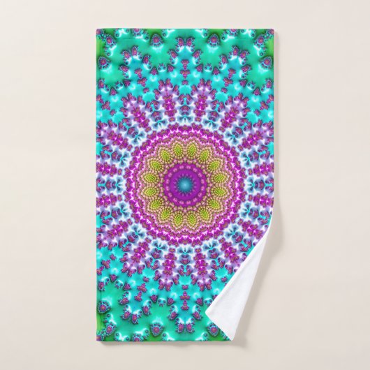 Groovy Kleurrijke Jewel Tone Boho Fractal Mandala Bad Handdoek (Handdoek)
