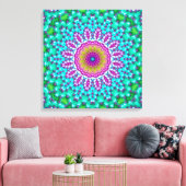 Groovy Kleurrijke Jewel Tone Boho Fractal Mandala Canvas Afdruk (Insitu (Woonkamer))