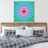 Groovy Kleurrijke Jewel Tone Boho Fractal Mandala Canvas Afdruk (Insitu (Slaapkamer))