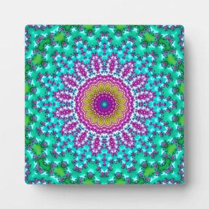 Groovy Kleurrijke Juweeltoon Boho Fractal Mandala Fotoplaat