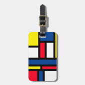 Groovy Kleurrijke Moderne Mondriaan Stijl Abstract Bagagelabel (Voorkant verticaal)